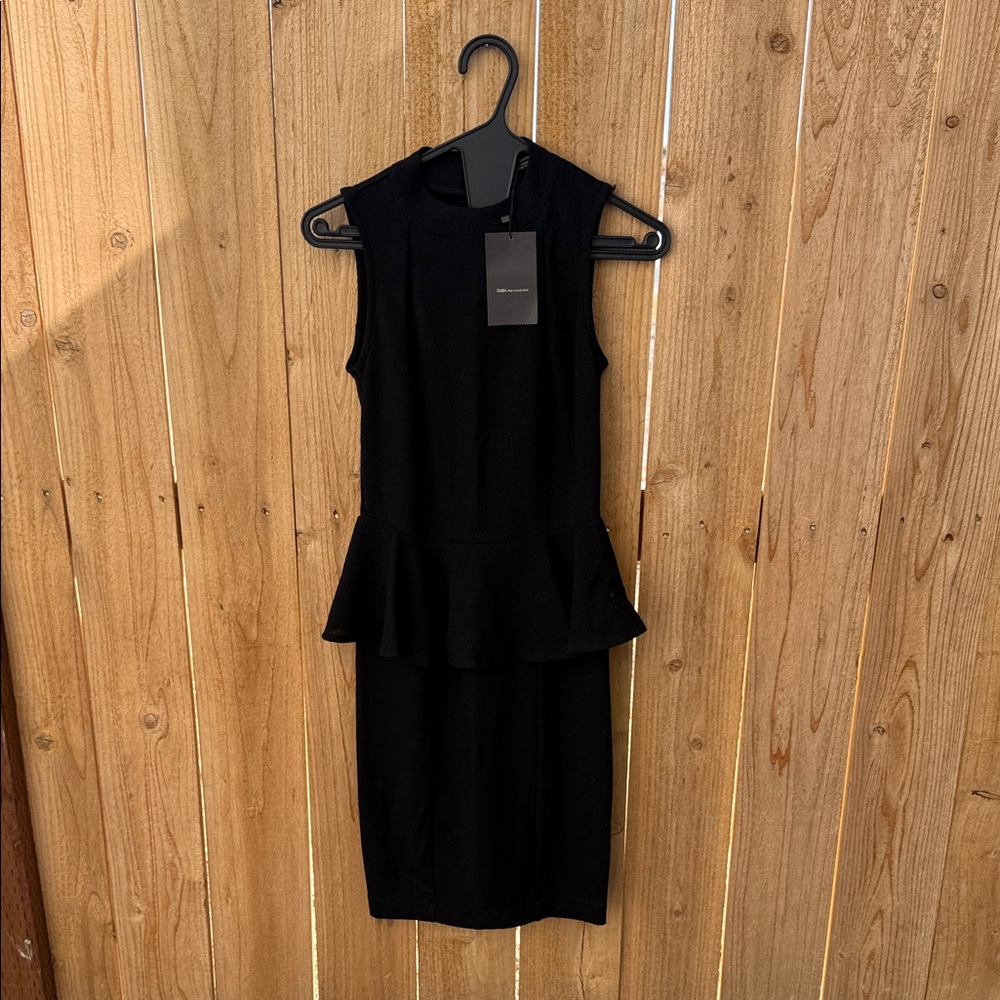 Zara Black Sleeveless Peplum Mini Dress - Picture 3 of 14